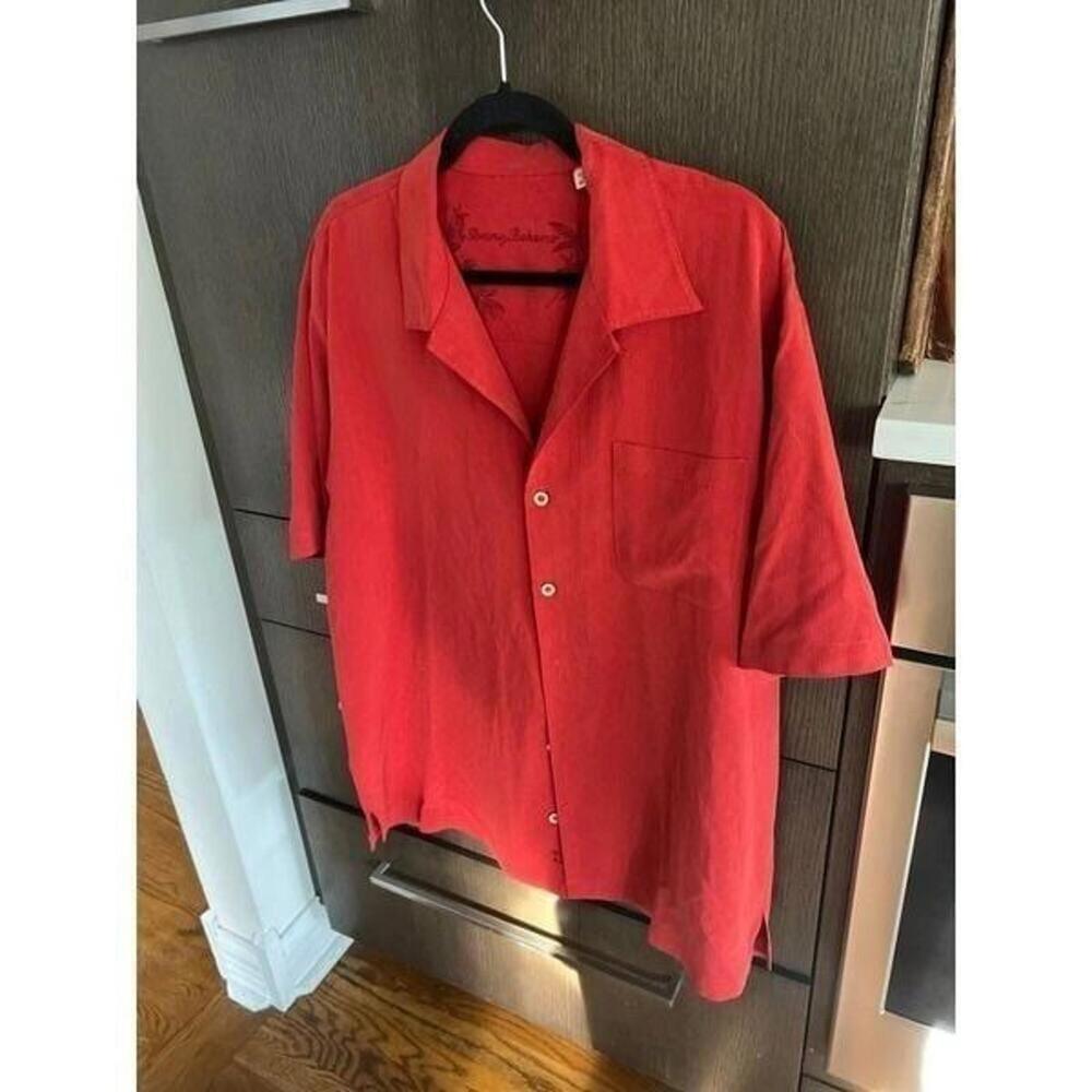 tommy bahama mens shirt 100% silk button up large